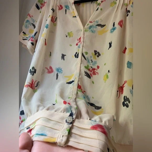 Anthropologie Pins and Needles Watercolor Chiffon Blouse size M - Picture 4 of 11